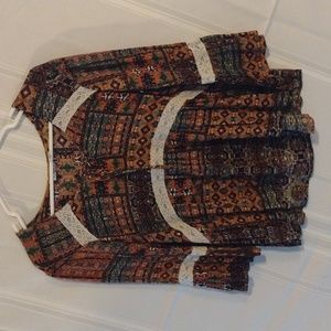 90s Cato Blouse, orange, geometric print, size L